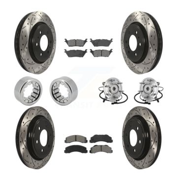 Front Rear Hub Bearings Coated Disc Brake Rotors And Pads Shoes Kit (10Pc) For Ford F-150 KBB-132858