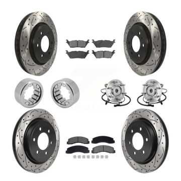 Front Rear Hub Bearing Coated Brake Rotor Pad Shoe Kit (10Pc) For 18-20 Ford F-150 Raptor KBB-132859