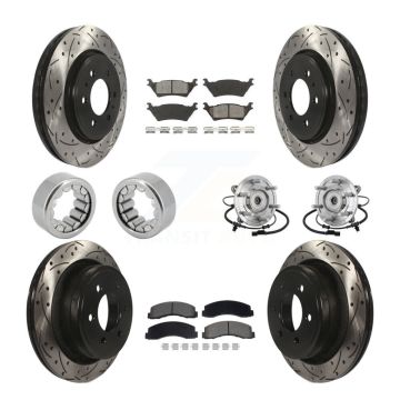 Front Rear Hub Bearing Coated Brake Rotor Pad Shoe Kit (10Pc) For 18-20 Ford F-150 Raptor KBB-132860