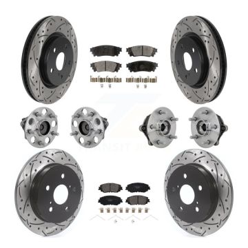 Front Rear Hub Bearing Coated Disc Brake Rotor And Ceramic Pad Kit (10Pc) For Toyota RAV4 KBB-132863