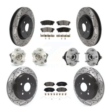 Front Rear Hub Bearing Coated Disc Brake Rotor And Ceramic Pad Kit (10Pc) For Toyota RAV4 KBB-132866