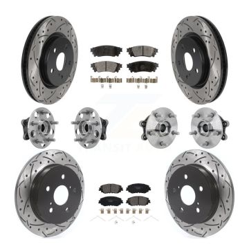 Front Rear Hub Bearing Coated Disc Brake Rotor And Ceramic Pad Kit (10Pc) For Toyota RAV4 KBB-132867