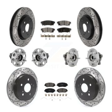 Front Rear Hub Bearing Coated Disc Brake Rotor And Ceramic Pad Kit (10Pc) For Toyota C-HR KBB-132870