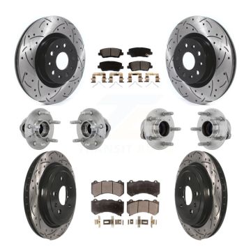 Front Rear Hub Bearings Coated Disc Brake Rotors And Pads Kit (10Pc) For Cadillac CTS KBB-132874