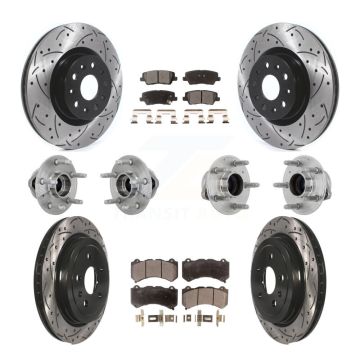 Front Rear Hub Bearings Coated Disc Brake Rotors And Pads Kit (10Pc) For Cadillac CTS KBB-132875