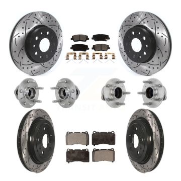 Front Rear Hub Bearings Coated Disc Brake Rotors And Pads Kit (10Pc) For Cadillac CTS KBB-132881