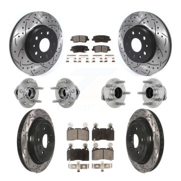 Front Rear Hub Bearings Coated Disc Brake Rotors And Pads Kit (10Pc) For Cadillac CTS KBB-132882