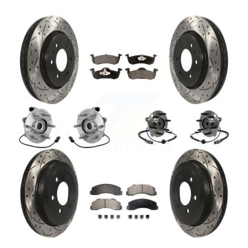 Front Rear Hub Bearing Coated Brake Rotor Pads Kit (10Pc) For Ford Expedition Lincoln RWD KBB-132886