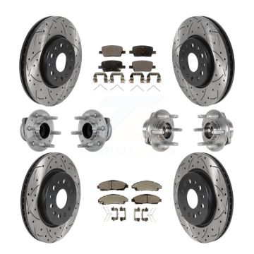 Front Rear Hub Bearing Coat Brake Rotor Pads Kit (10Pc) For Chevrolet Traverse GMC Acadia KBB-132887