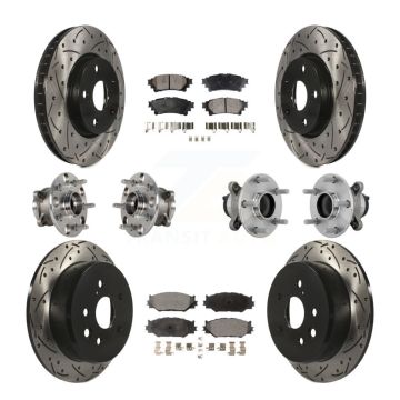 Front Rear Hub Bearing Coated Brake Rotor & Pads Kit (10Pc) For Lexus IS250 Base with RWD KBB-132891