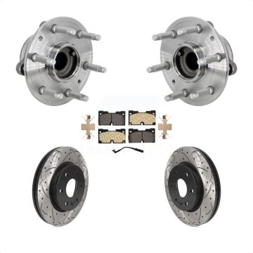 Front Hub Bearing Drill Slot Brake Rotor Pads Kit For Chevrolet GMC Silverado 1500 Sierra KBB-132895