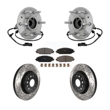 Front Hub Bearing Drill Slot Brake Rotor Pads Kit For Ram 1500 Without 22" Factory Wheels KBB-132898