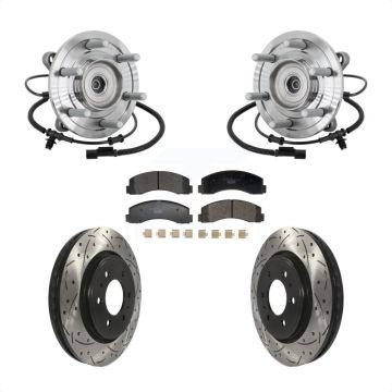 Front Hub Bearing Assembly Drill Slot Brake Rotor Pad Kit For 2018-2020 Ford F-150 Raptor KBB-132902