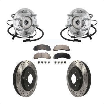 Front Hub Bearing Coat Drill Slot Brake Rotor Pad Kit For 2017 Ford F-150 Raptor with 4WD KBB-132911