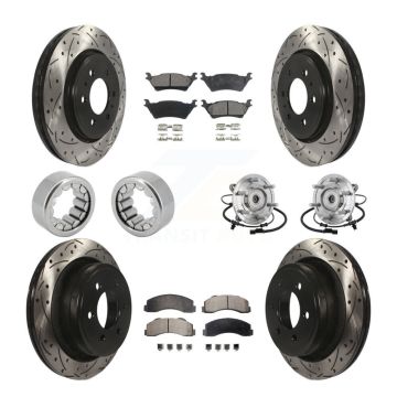 Front Rear Hub Bearings Coated Disc Brake Rotors And Pads Shoes Kit (10Pc) For Ford F-150 KBB-132917