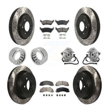 Front Rear Hub Bearing Coat Brake Rotor Pads Shoe Kit (10Pc) For 2015-2017 Ford F-150 RWD KBB-132919