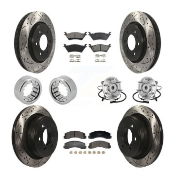 Front Rear Hub Bearing Coated Brake Rotor Pad Shoe Kit (10Pc) For 18-20 Ford F-150 Raptor KBB-132921
