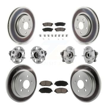 Front Rear Hub Bearing Coated Disc Brake Rotor And Ceramic Pad Kit (10Pc) For Toyota C-HR KBB-132939