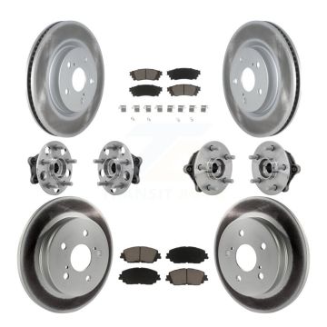 Front Rear Hub Bearing Coated Disc Brake Rotors And Pads Kit (10Pc) For Toyota RAV4 Venza KBB-132943