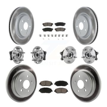 Front Rear Hub Bearing Coated Disc Brake Rotor And Ceramic Pad Kit (10Pc) For Toyota RAV4 KBB-132944