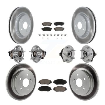 Front Rear Hub Bearing Coated Disc Brake Rotor And Ceramic Pad Kit (10Pc) For Toyota RAV4 KBB-132945