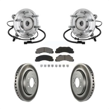 Front Hub Bearing Assembly Coated Brake Rotor Pad Kit For 2017 Ford F-150 Raptor with 4WD KBB-132976