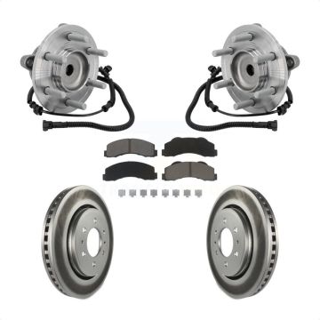 Front Hub Bearing Assembly Coated Disc Brake Rotor & Pad Kit For 2015-2017 Ford F-150 RWD KBB-132977