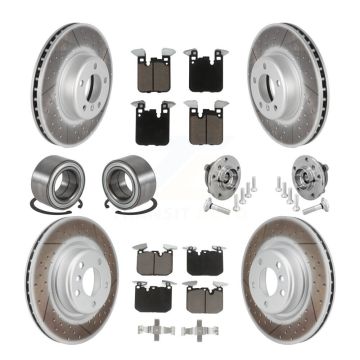 Front Rear Hub Bearing Coated Disc Brake Rotor & Pad Shoe Kit (10Pc) For BMW M240i xDrive KBB-133026