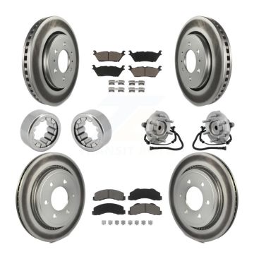 Front Rear Hub Bearing Coat Brake Rotor Pads Shoe Kit (10Pc) For 2015-2017 Ford F-150 RWD KBB-133033
