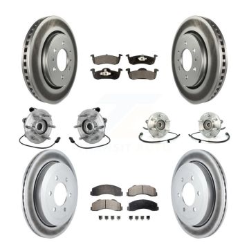 Front Rear Hub Bearing Coated Brake Rotor Pads Kit (10Pc) For Ford Expedition Lincoln 4WD KBB-133064
