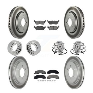 Front Rear Hub Bearing Coated Brake Rotor Pad Shoe Kit (10Pc) For 18-20 Ford F-150 Raptor KBB-133246