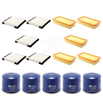 5x Air + 5x Cabin + 5x Engine Oil Filter (15 Total) Kit For Hyundai Accent KFM-102738