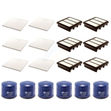 6x Air + 6x Cabin + 6x Engine Oil Filter (18 Total) Kit For Kia Forte Koup Forte5 KFM-103565