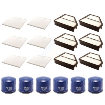 6x Air + 6x Cabin + 6x Engine Oil Filter (18 Total) Kit For Hyundai Genesis Coupe 2.0L KFM-103567