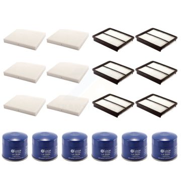 6x Air + 6x Cabin + 6x Engine Oil Filter (18 Total) Kit For Hyundai Santa Fe 2.4L KFM-103568