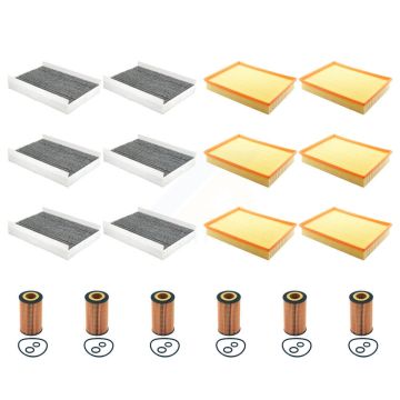 6x Air + 6x Cabin + 6x Engine Cartridge Oil Filter (18 Total) Kit For Mercedes-Benz 2500 KFM-103891