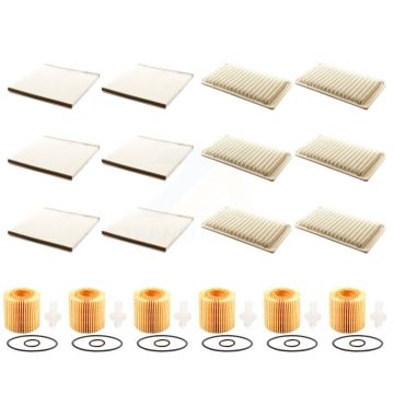 6x Air + 6x Cabin + 6x Engine Cartridge Oil Filter (18 Total) Kit For Toyota Sienna Lexus KFM-103964