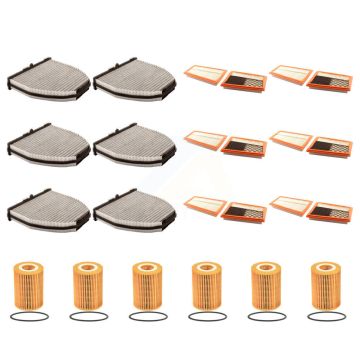 6x Air + 6x Cabin + 6x Engine Cartridge Oil Filter (18 Total) Kit For Mercedes-Benz E350 KFM-104038