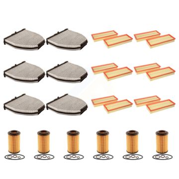 6x Air + 6x Cabin + 6x Engine Cartridge Oil Filter (18 Total) Kit For Mercedes-Benz C300 KFM-104043