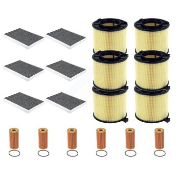6x Air + 6x Cabin + 6x Engine Cartridge Oil Filter (18 Total) Kit For Audi Q5 A4 Quattro KFM-104119