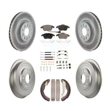 Front Rear Coated Disc Brake Rotors Ceramic Pads And Drum Kit (7Pc) For Volkswagen Jetta KGT-101921