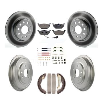 Front Rear Coated Disc Brake Rotors Ceramic Pads And Drum Kit (7Pc) For Volkswagen Jetta KGT-101923