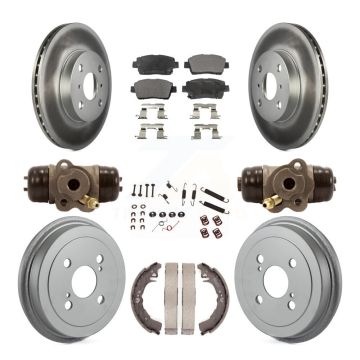 Front Rear Coated Disc Brake Rotor Ceramic Pad & Drum Kit (9Pc) For 2001-2005 Toyota Echo KGT-101951