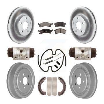 Front Rear Coated Disc Brake Rotors Ceramic Pad And Drum Kit (9Pc) For Chevrolet Cavalier KGT-101956