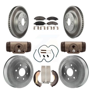 Front Rear Coated Brake Rotor Ceramic Pad Drum Kit (9Pc) For Chevrolet Silverado 1500 GMC KGT-101959