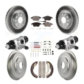 Front Rear Coated Disc Brake Rotors Ceramic Pads And Drum Kit (9Pc) For Volkswagen Jetta KGT-101969