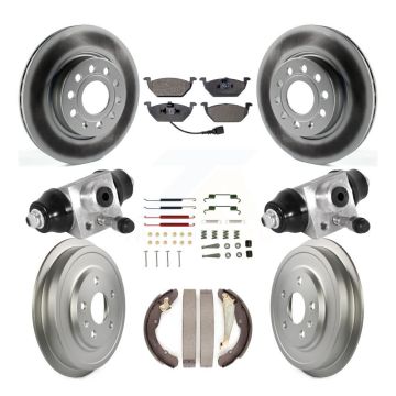 Front Rear Coated Disc Brake Rotors Ceramic Pads And Drum Kit (9Pc) For Volkswagen Jetta KGT-101970