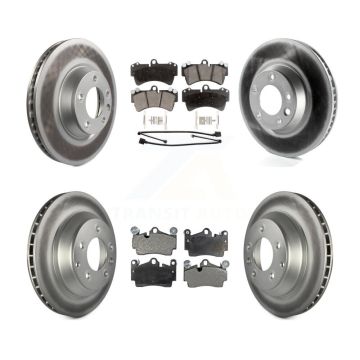 Front Rear Coated Disc Brake Rotor & Ceramic Pad Kit (6Pc) For Audi Q7 Volkswagen Touareg KGT-102024