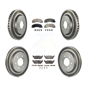 Front Rear Coated Brake Rotors Ceramic Pad Kit For Ford F-150 With Electric Parking KGT-102037