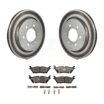 Rear Coated Brake Rotors Ceramic Pad Kit For 15-17 Ford F-150 With Electric Parking KGT-102041